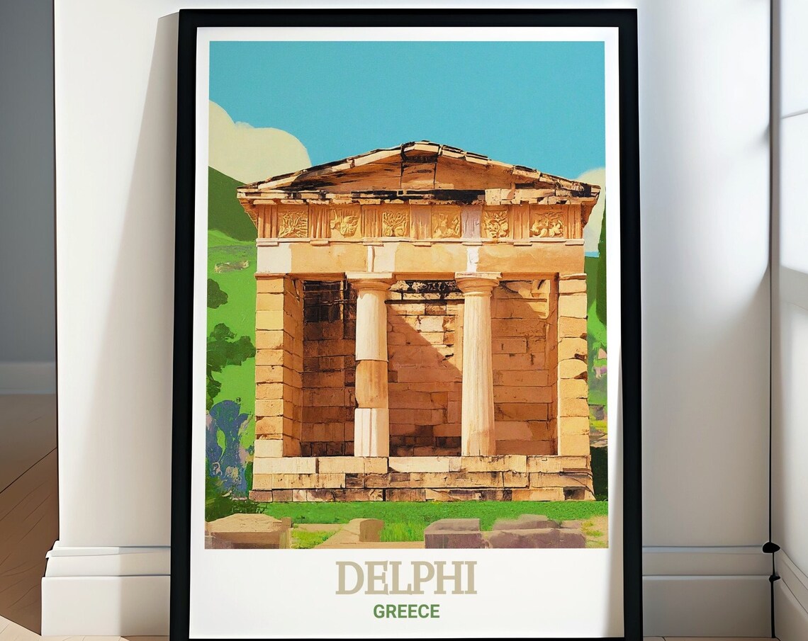 Athenian Treasury Building At Delphi Greece Vintage Travel Poster