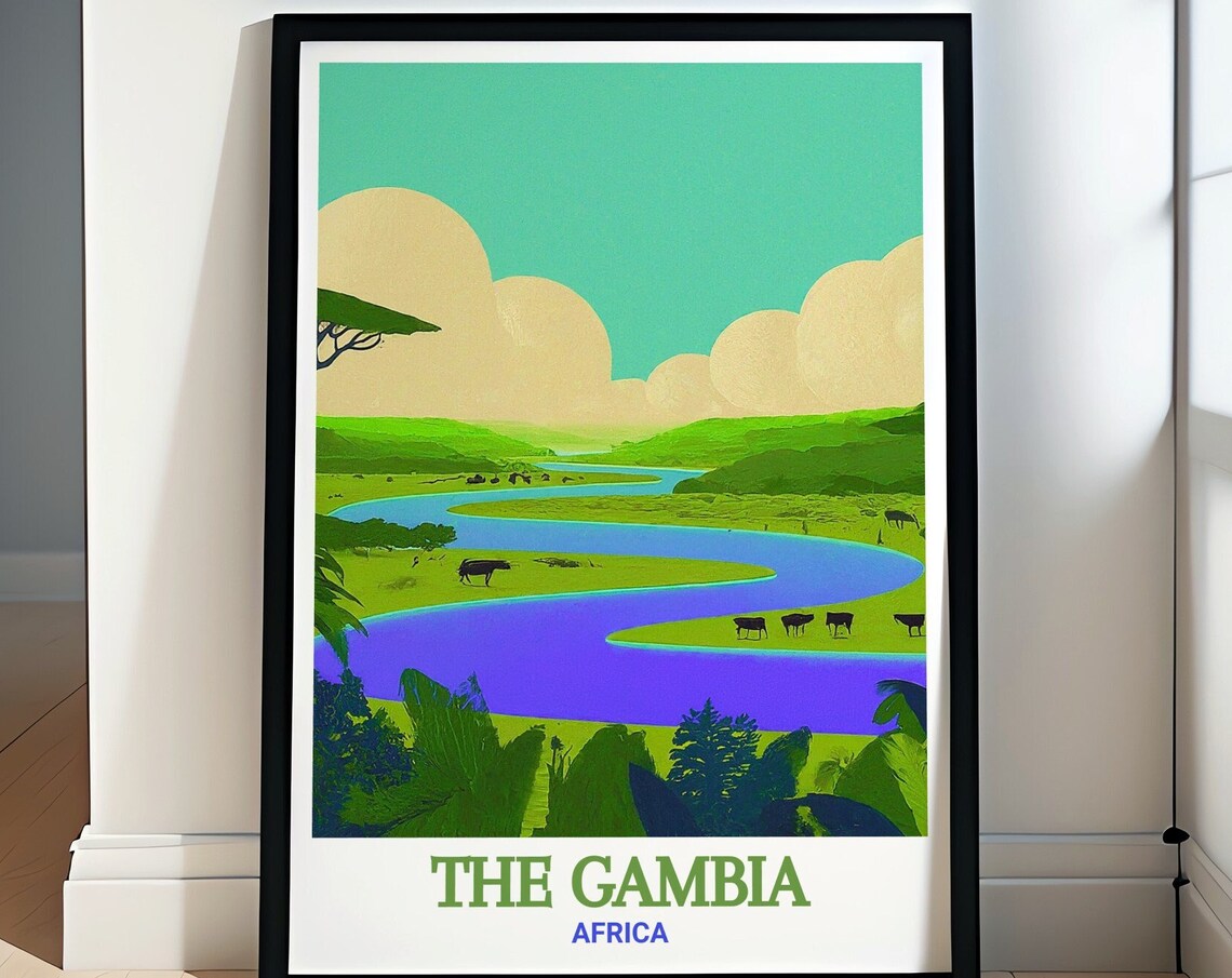 The Gambia Travel Wall Art River Gambia National Park Art River Gambia National Park Travel Posters Gambia Art Collection