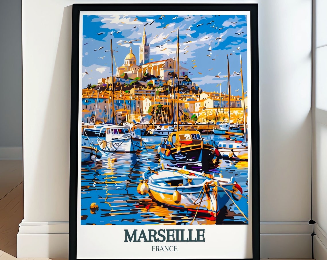 Marseille Travel Print Vieuxport Poster French Coastal Art Scenic Travel Art Serene France Decor Travel Art Print France Decor
