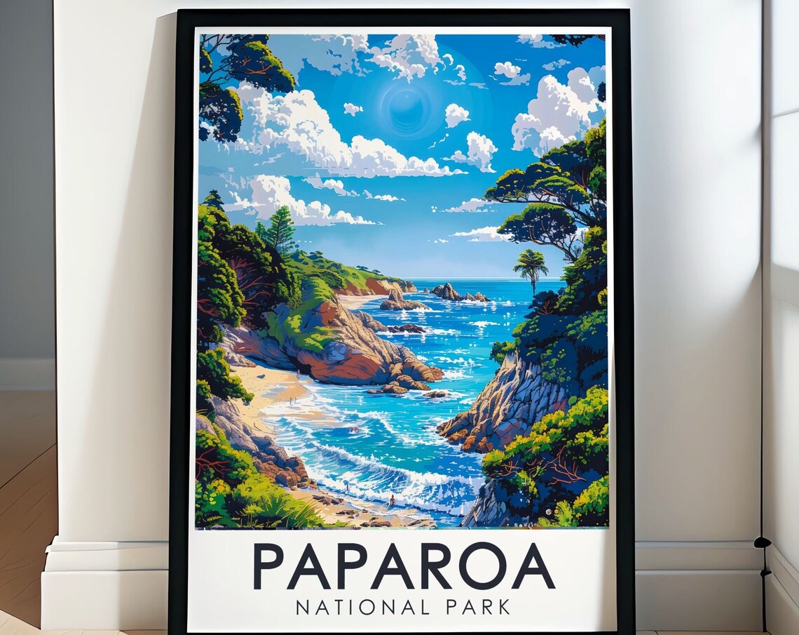 Paparoa Coastal Cove Sea Stacks New Zealand National Park Poster