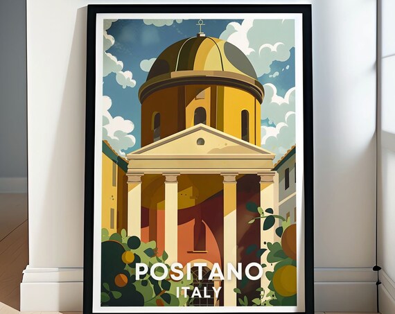 Positano Chiesa di Santa Maria Assunta Golden Dome Landmark Poster