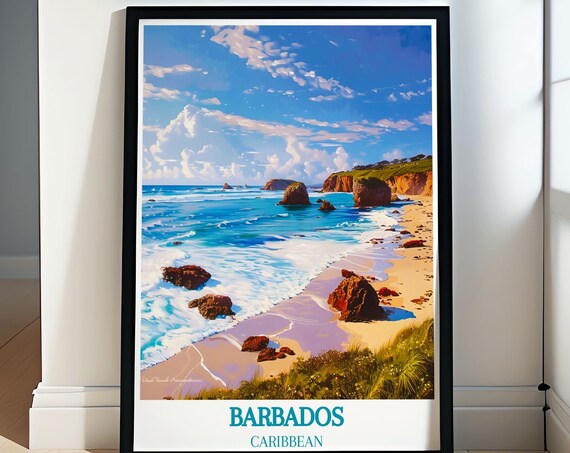 Barbados Caribbean Beach Paradise With Turquoise Cliffs Poster