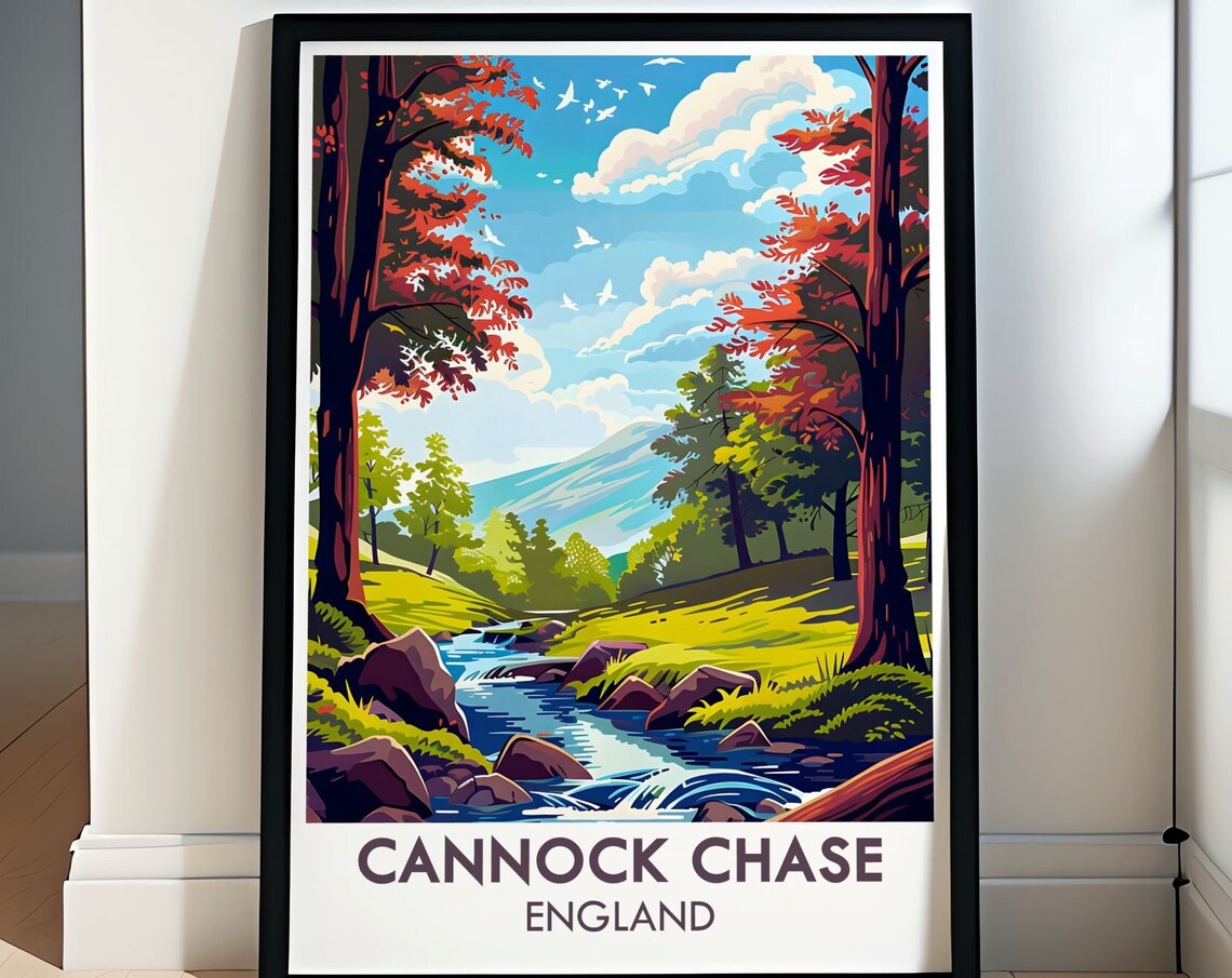 Cannock Chase England Autumn Stream in Sherbrook Valley Travel Poster