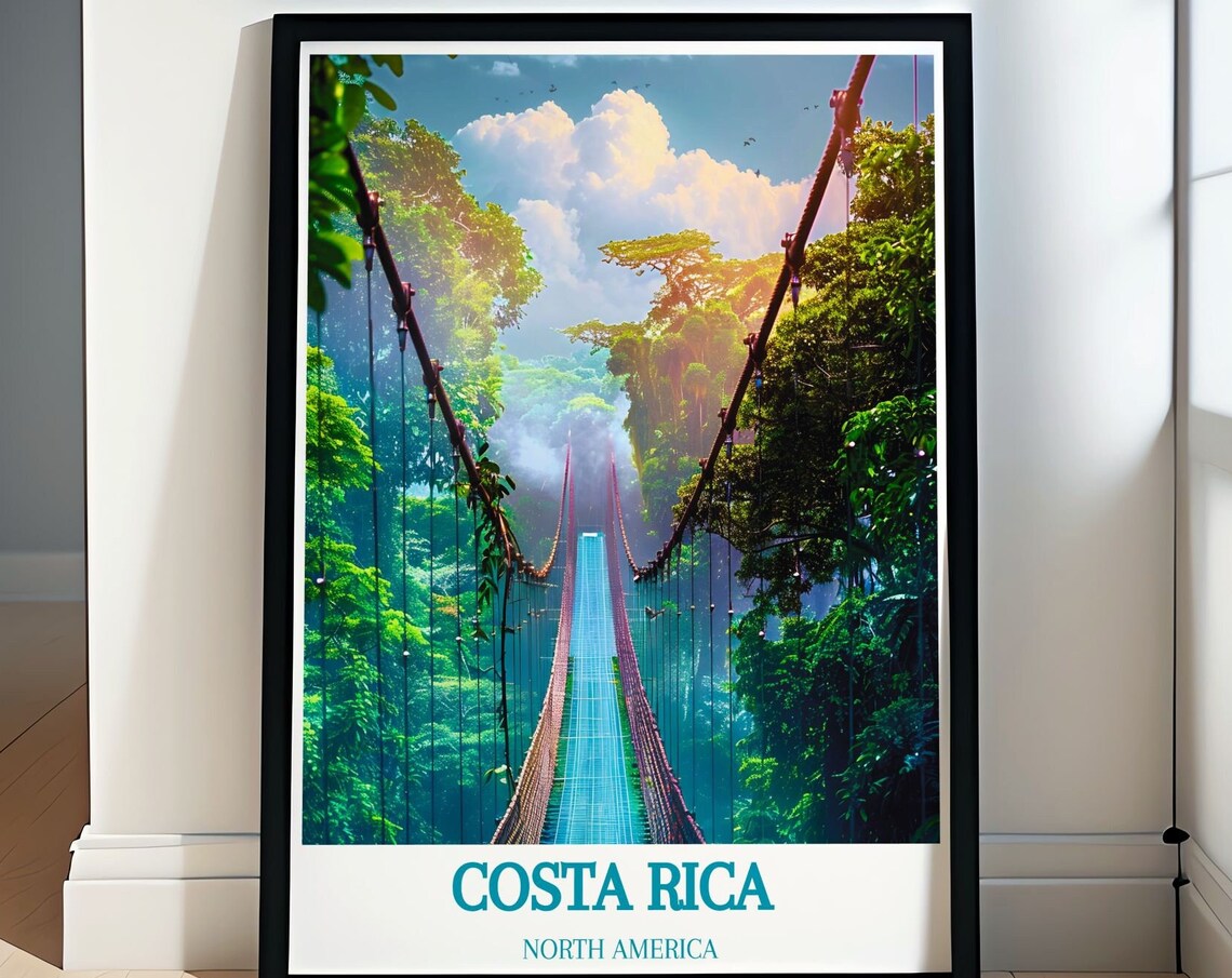 Costa Rica Cloud Forest Hanging Bridge Canopy Walk Travel Poster