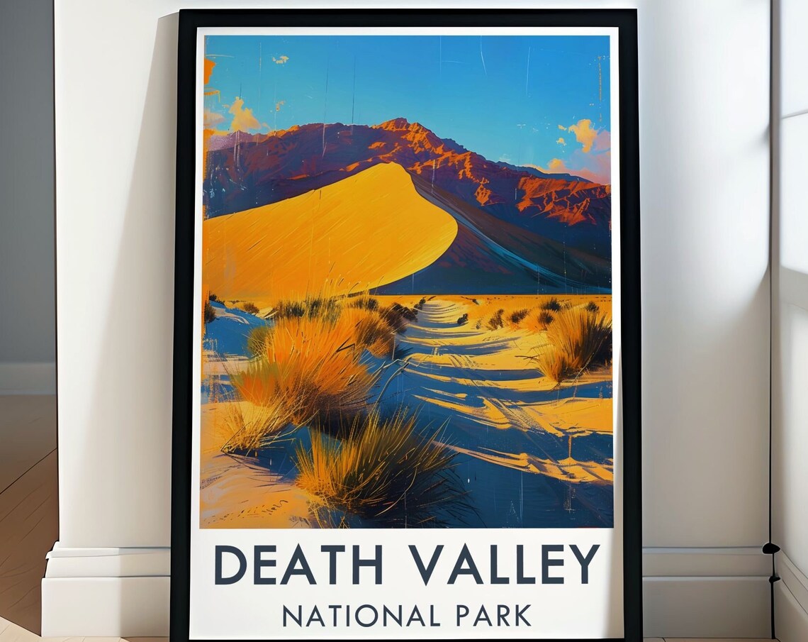 Death Valley National Park Golden Dune Poster with Mountains