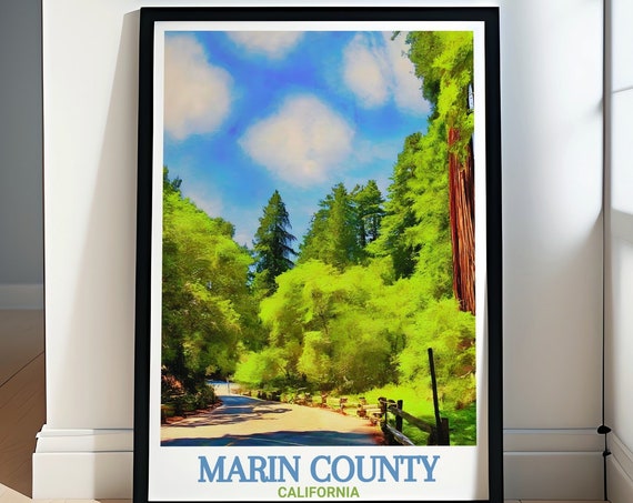 Marin County Scenic Posters Muir Woods Travel Prints Redwoods Wall Art Muir Woods National Monument Travel Posters