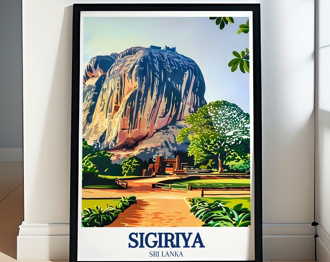 Sigiriya Rock Fortress Gardens Path Sri Lanka Vintage Poster