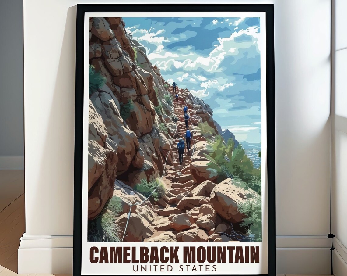 Camelback Mountain Travel Poster, Echo Canyon Trail