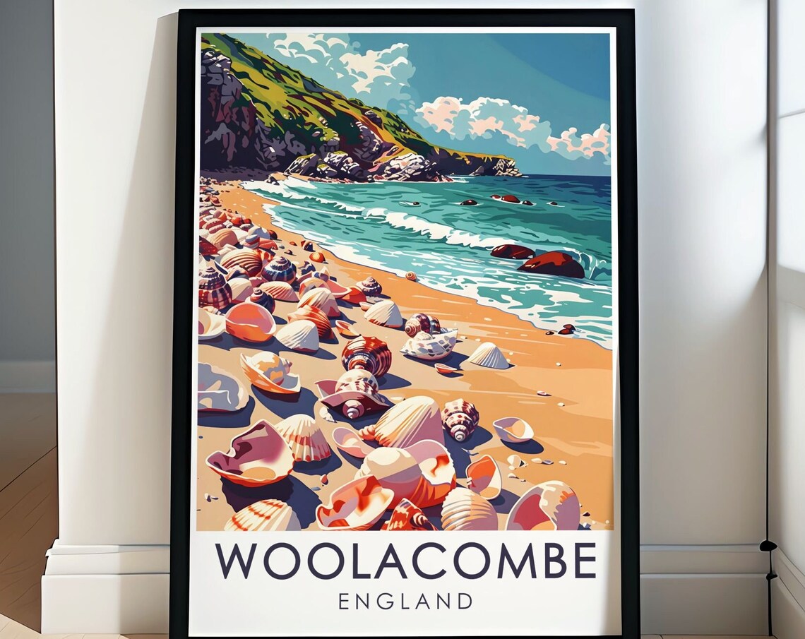 Barricane Beach Seashells on the Sand at Woolacombe England Poster
