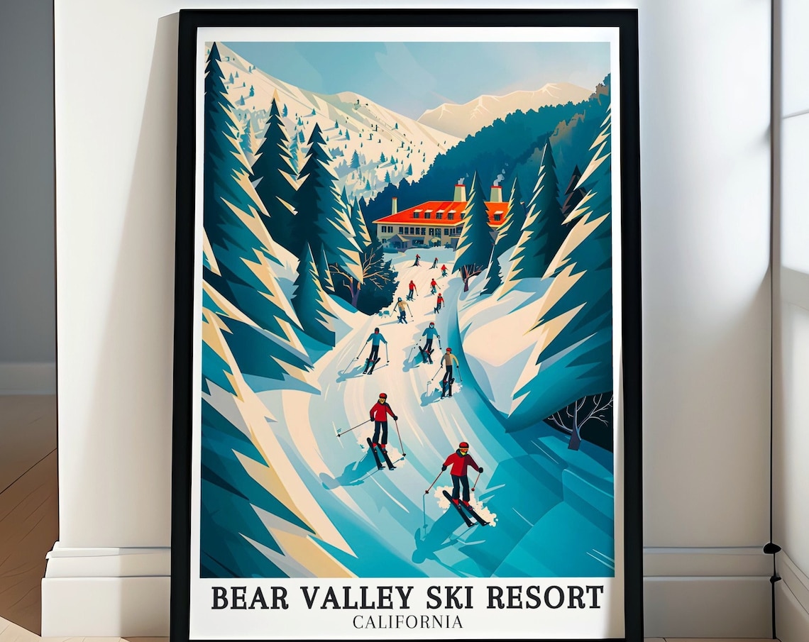 Bear Valley Ski Resort Travel Poster, Sierra Nevada