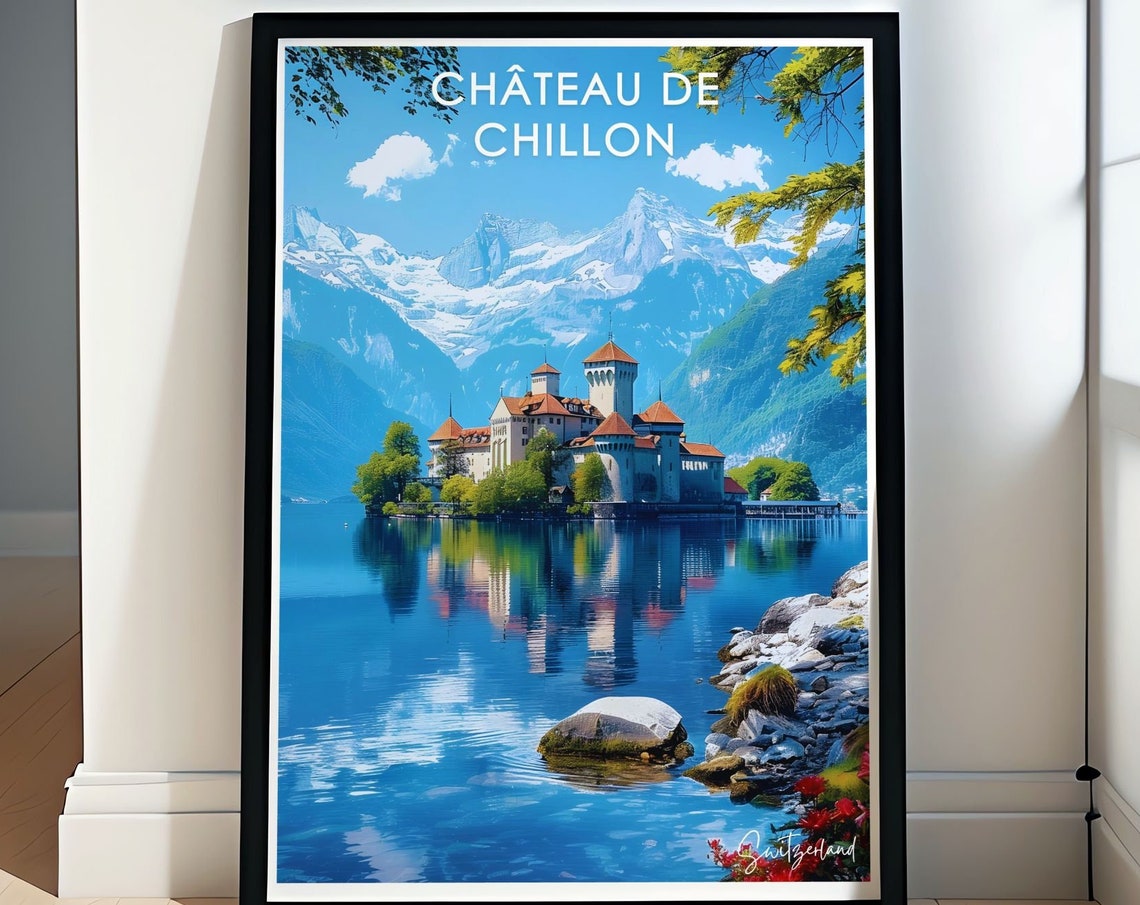Chateau De Chillon Castle On Lake Geneva Shore Switzerland Poster