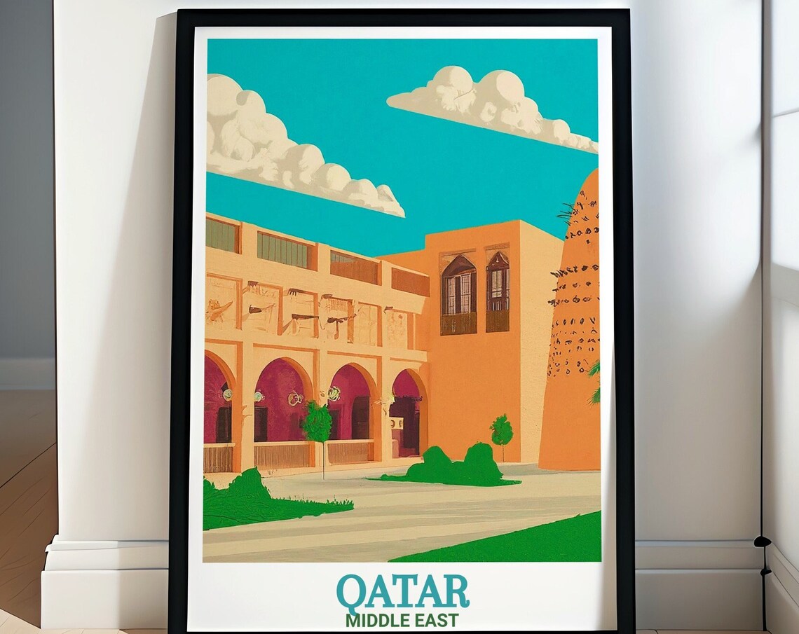 Qatar Middle East Katara Cultural Village Courtyard Travel Poster