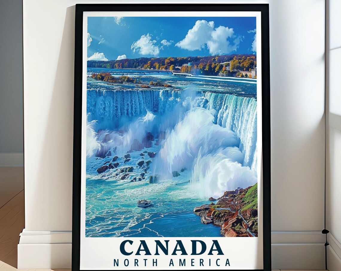 Niagara Falls Canada Mighty Horseshoe Falls With Tour Boat Poster