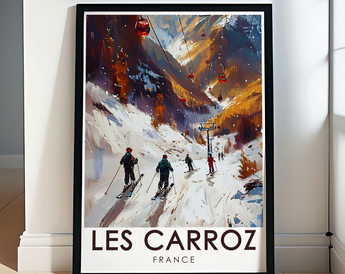 Les Carroz Art Print Kdeuze Gondola And French Alps Decor French Alps Travel Decor Vibrant Ski Artwork Cultural Travel Gift