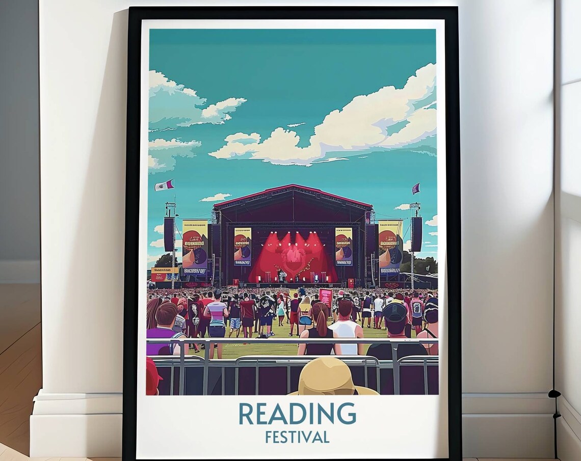 Reading Festival Illustrated Main Stage And Crowd Under Sky Poster