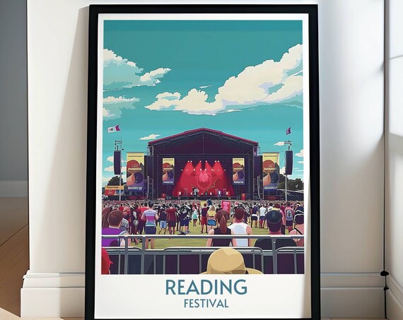 Reading Festival Illustrated Main Stage And Crowd Under Sky Poster