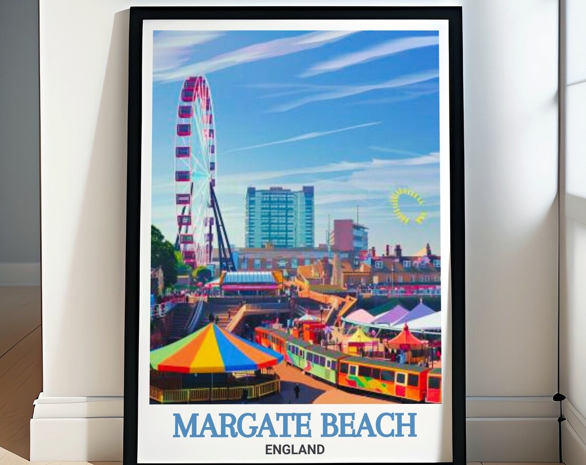 Margate Beach England Dreamland Ferris Wheel Seaside Fun Poster