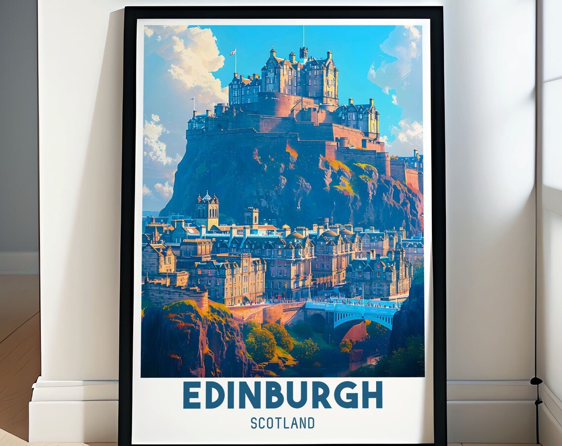 Edinburgh Scotland Historic Castle on the Rock Golden Hour Poster