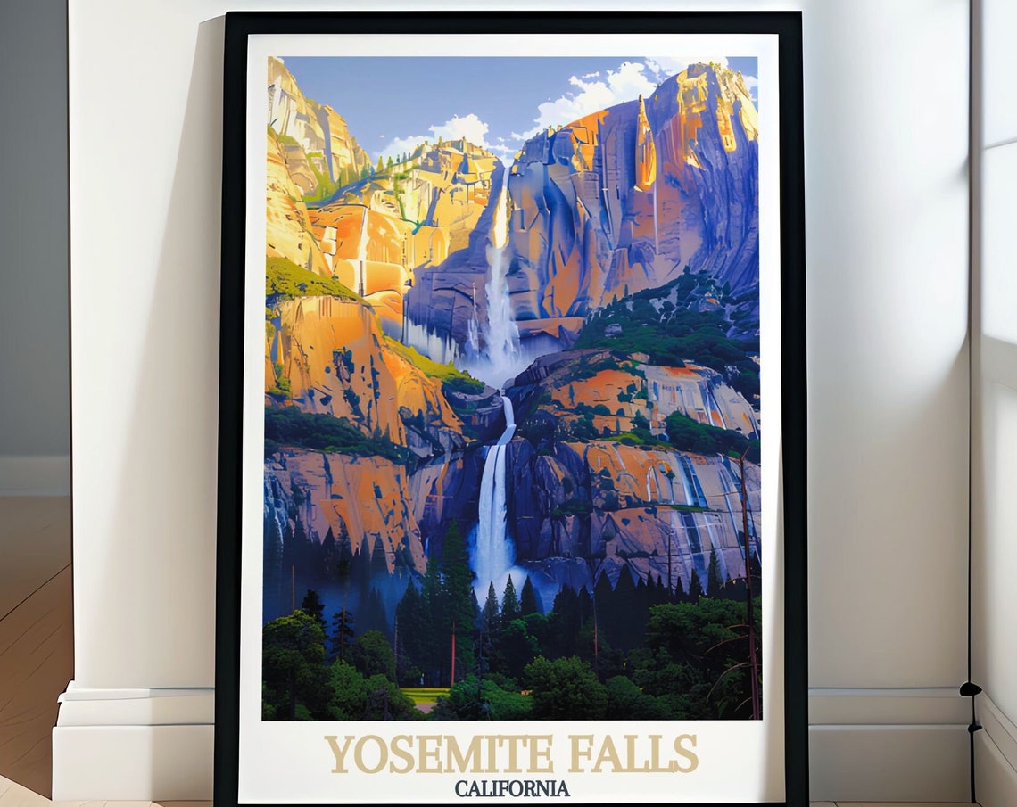 Yosemite Falls Cascade Cliffs Sunset Light California Poster