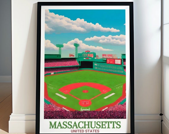 Fenway Park Travel Poster Minimalistic Red Sox Fans Print Fenway Park Art For Your Home Decor Fenway Park Jersey Street Print