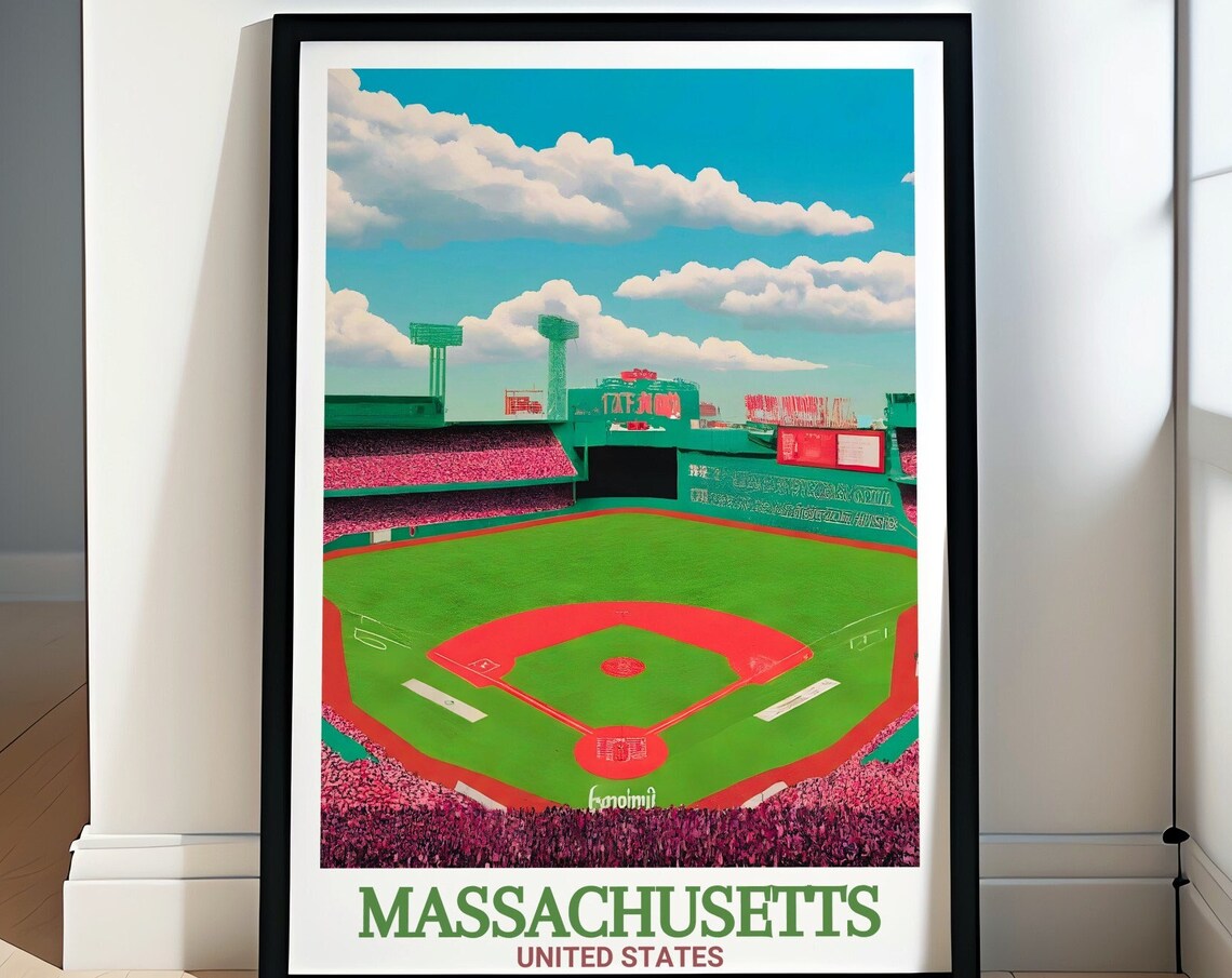 Fenway Park Boston Red Sox Baseball Stadium Vintage Travel Poster