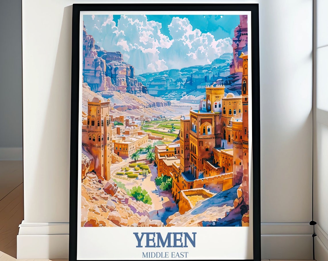 Yemen Art Print Yemen Travel Poster Shibam Almahwit Yemen Poster Shibam Almahwit Artwork Yemen Travel Poster Print