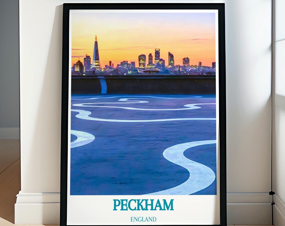 Peckham London Bold Tendencies Rooftop Sunset City Skyline Poster