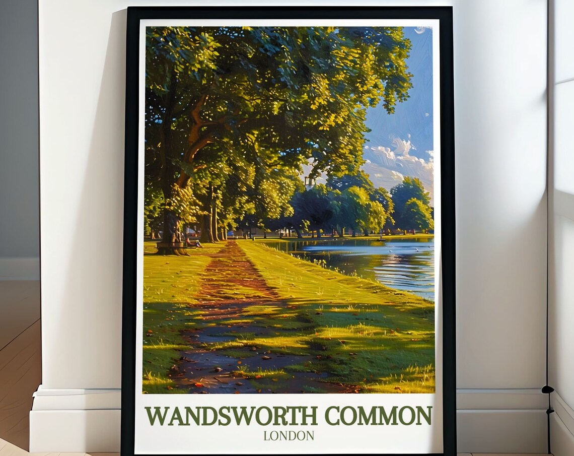 Wandsworth Common London Sunlit Park Pond Path Travel Poster