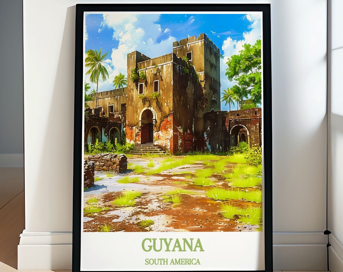 Guyana South America Fort Zeelandia Ruins Historic Travel Poster