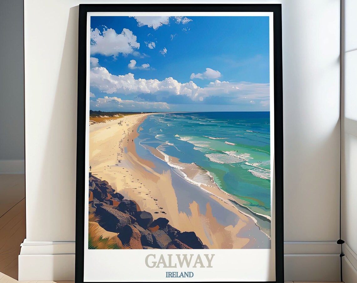 Galway Ireland Silverstrand Beach Turquoise Waves Travel Poster