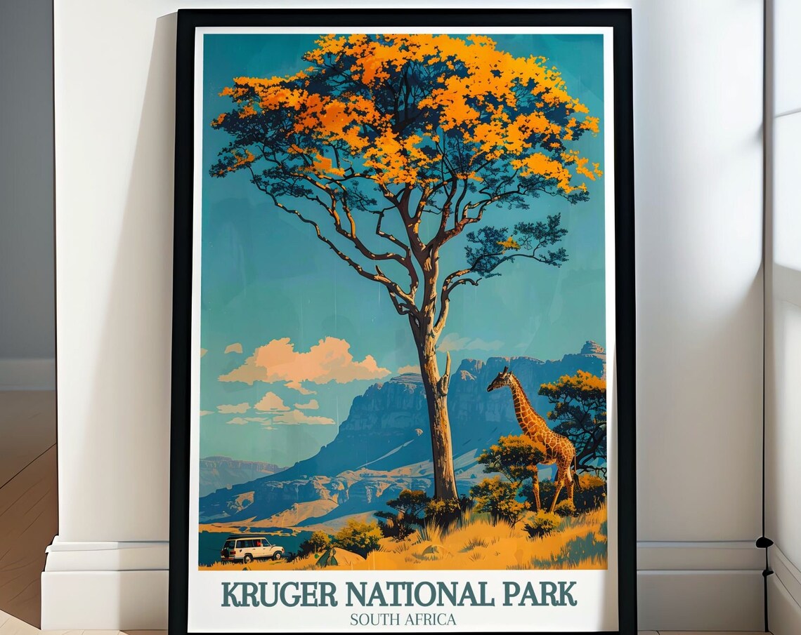 Kruger National Park Giraffe Safari Sunset South Africa Poster