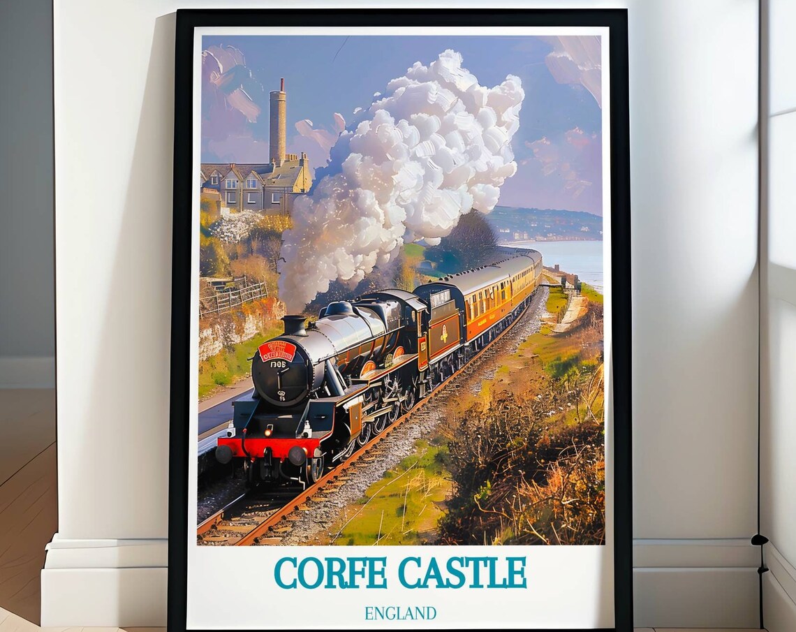 Corfe Castle Coastal Steam Train Swanage Railway England Poster