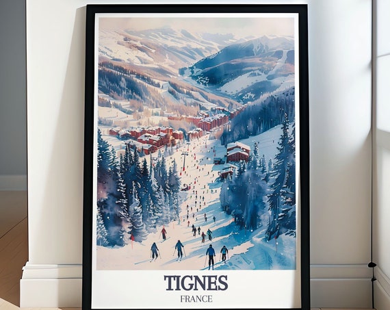 Tignes Travel Print French Alps Wall Art Espace Killy Ski Resort Travel Print Tignes Travel Gift Tignes Ski Prints