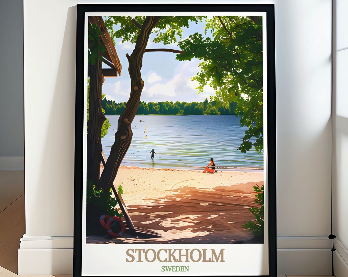 Stockholm Smedsuddsbade Lakeside Swim Beach Sweden Summer Poster