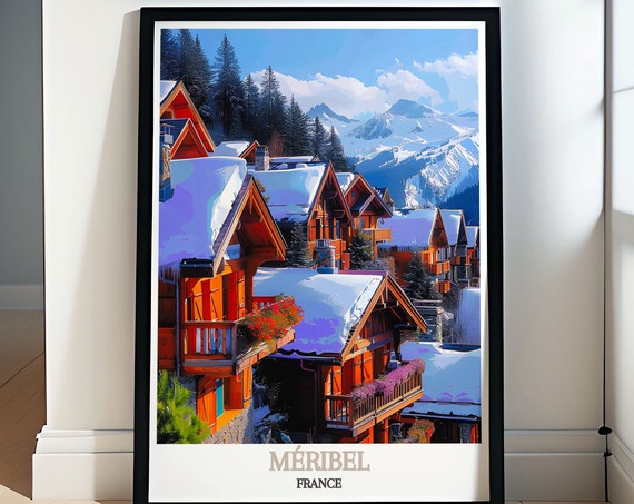 Mribel Ski Resort Travel Wall Decor Mont Vallon Meribel Travel Art Prints Retro Skiing Poster Travel Prints