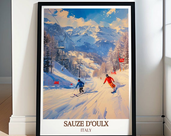Vintage And Retro Sauze Doulx Posters Sauze Doulx Ski Resort Wall Art Timeless Ski Resort Prints