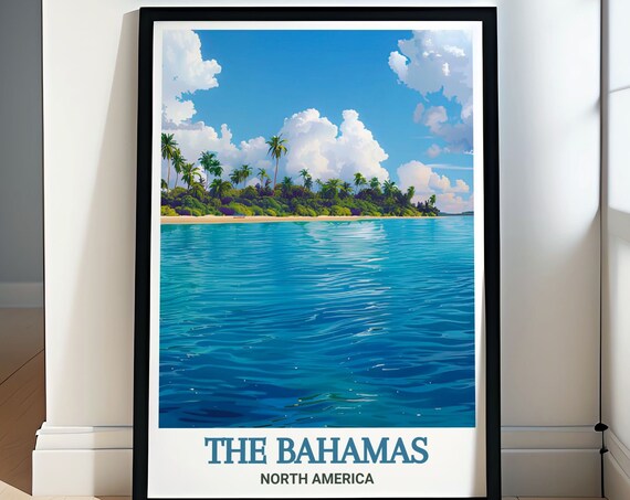 The Bahamas Palm Island Turquoise Caribbean Sea Horizon Poster