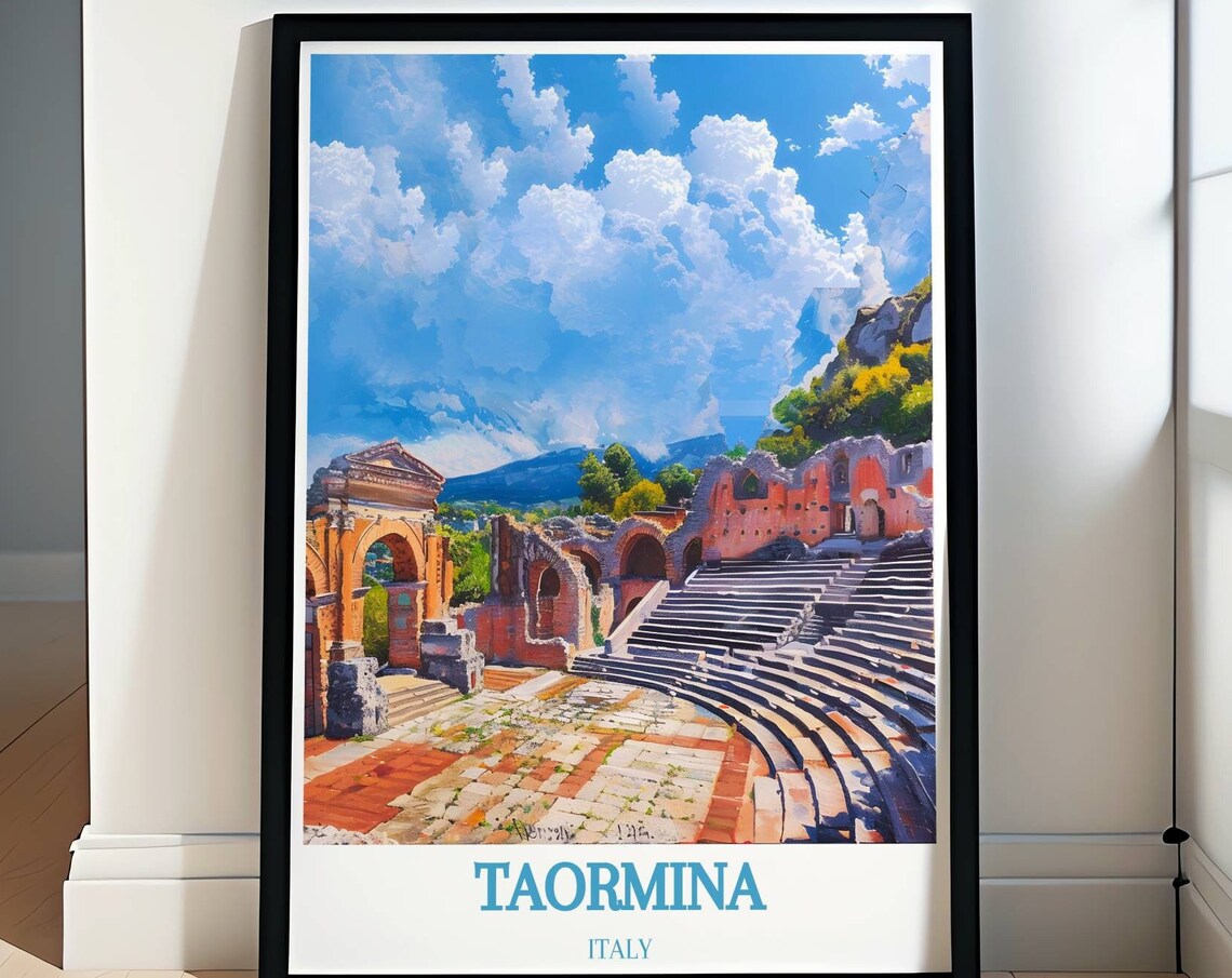 Taormina Italy Ancient Greek Theatre Sunlit Stone Steps Poster