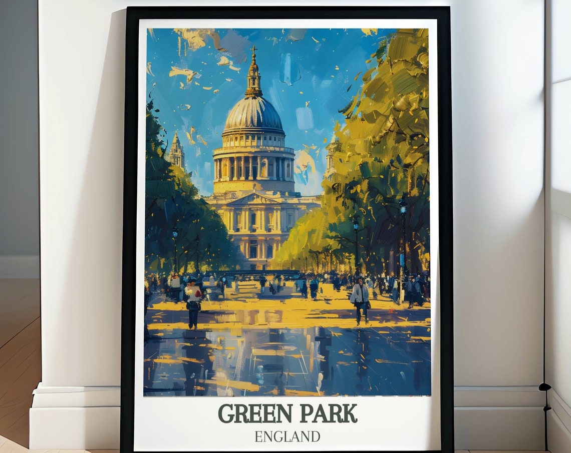 St Paul's Cathedral Sunlit Avenue Crowded with Park Visitors Poster