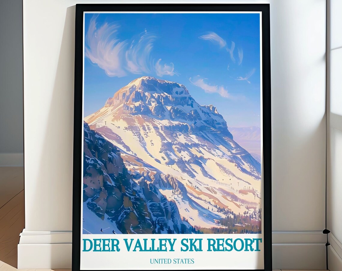 Snowy Bald Mountain Peak Deer Valley Ski Resort Utah Travel Poster