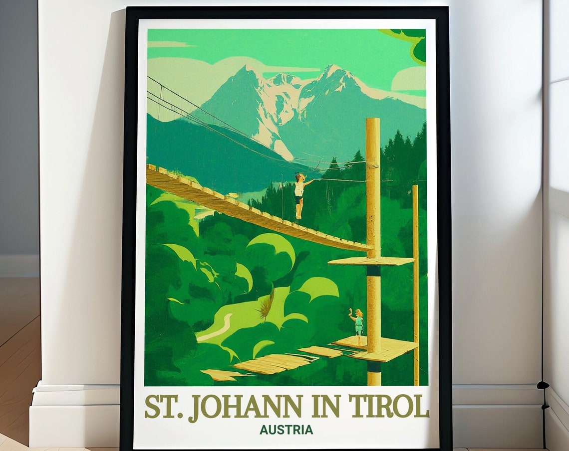 St Johann in Tirol Hornpark High Ropes Climbing Forest Poster