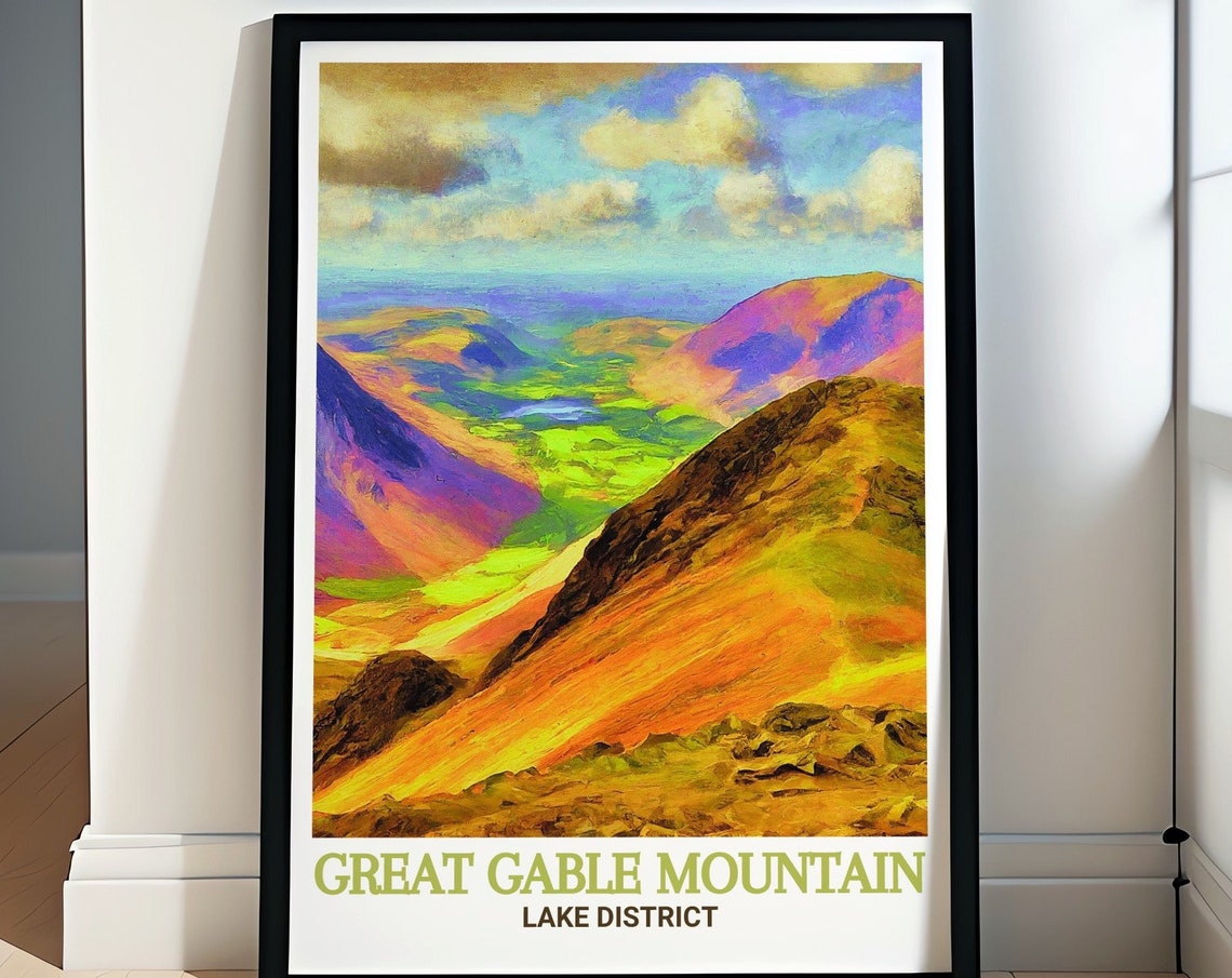 Great Gable Lake District Mountain Summit Panoramic View Poster