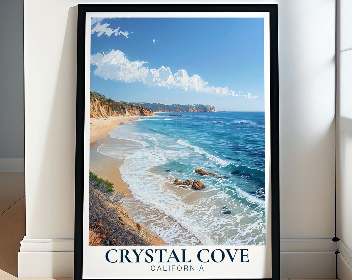 Crystal Cove California Sandy Beach Ocean Cliffs Wave Poster