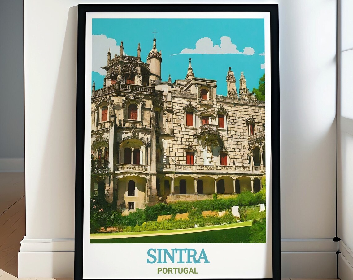 Sintra Portugal Quinta da Regaleira Palace Gardens Travel Poster