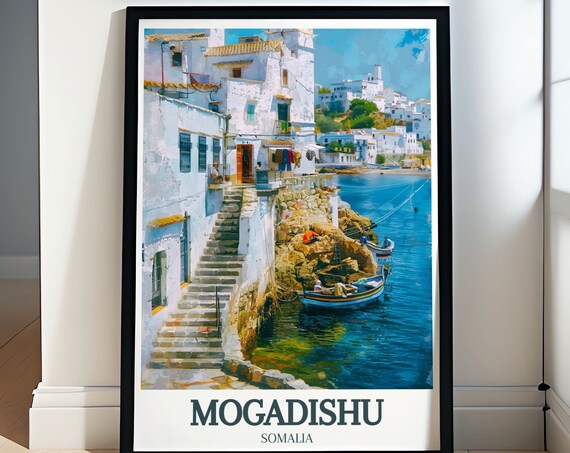Mogadishu Art Print Liido Beach And Fish Market Somalia Travel Decor Vibrant City Artwork Somalia Wall Art Serene Coastal Decor