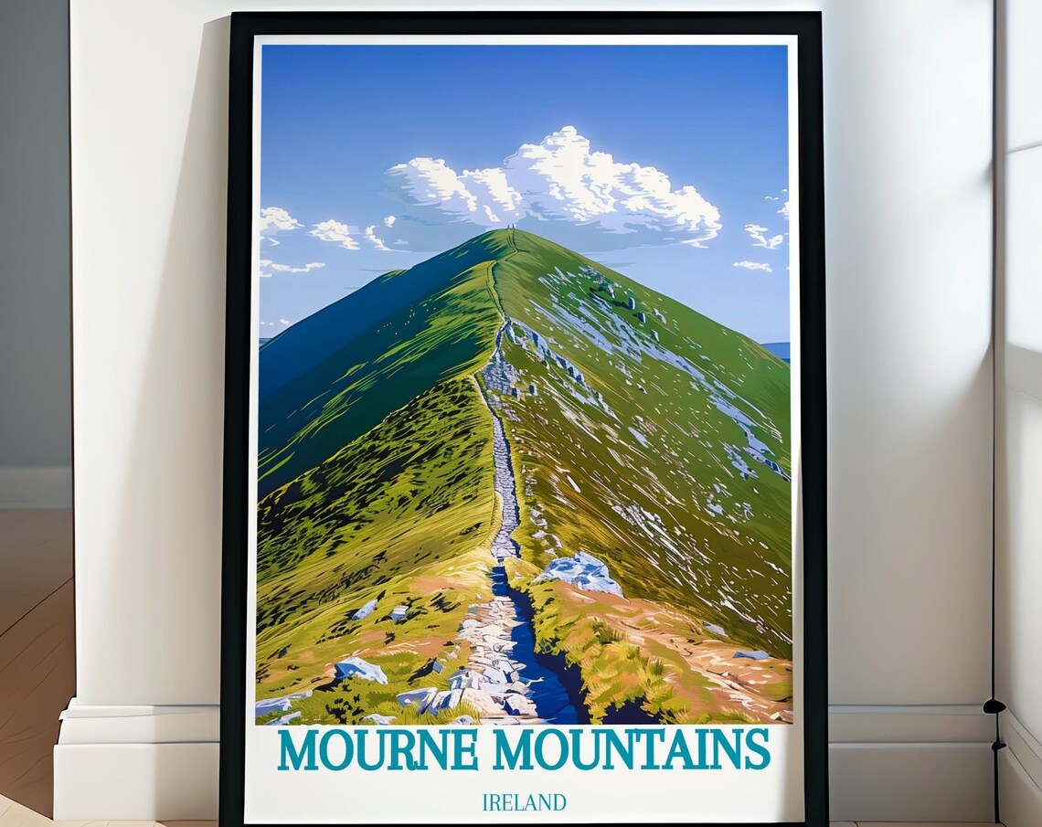 Mourne Mountains Ireland Green Summit Stone Path Peak Poster