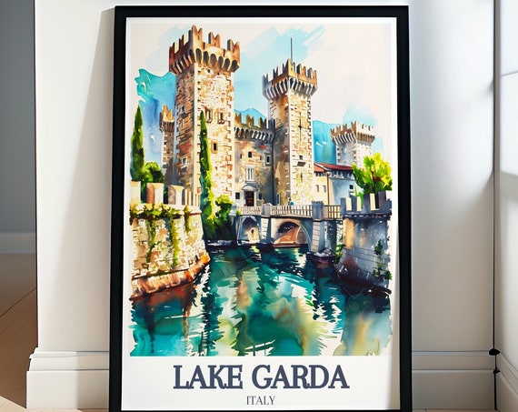 Lake Garda Travel Print Scaliger Castle Isola Del Garda Wall Decor Scaliger Castle Isola Del Garda Travel Poster Lake Garda Decor