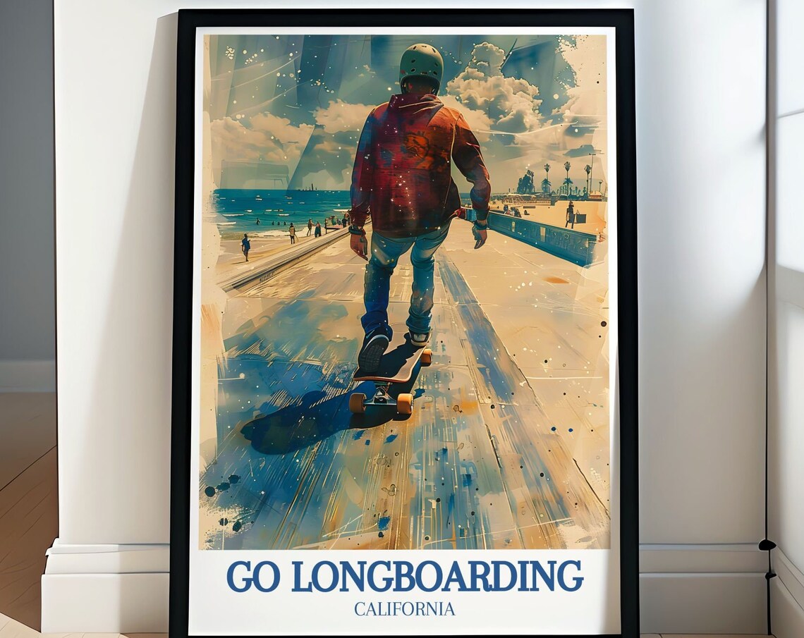 Go Longboarding California Venice Beach Boardwalk Art Poster