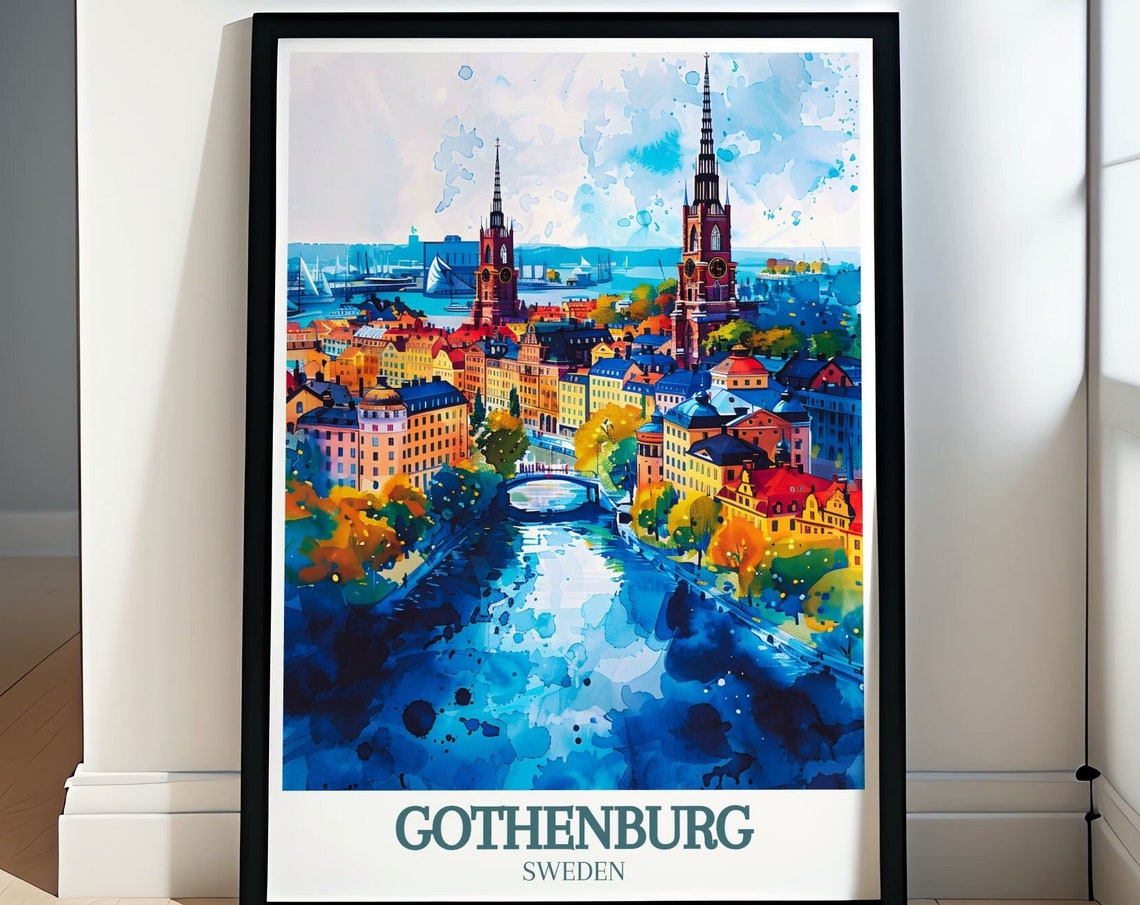 Oscar Frederik Church Gothenburg Travel Prints Gothenburg Canal Travel Art Gothenburg Wall Art