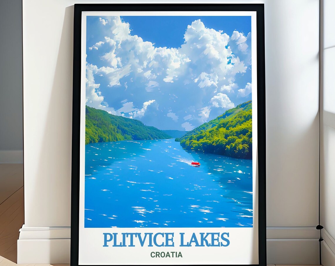 Kozjak Lake Sparkling Blue Plitvice Lakes Croatia Travel Poster